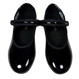 Stelle Black Patent Mary Jane Tap Shoes Kids Size 2ML Hook and Loop Strap